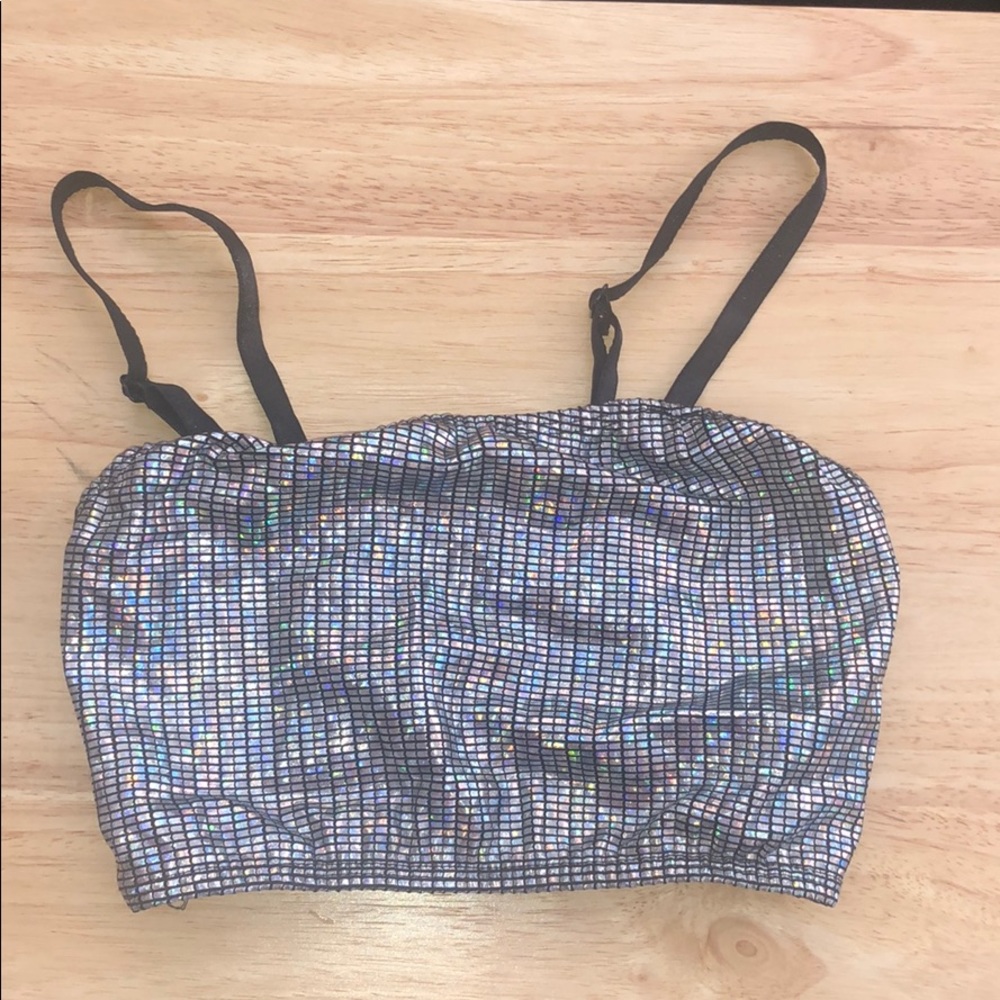 silver holographic dance top